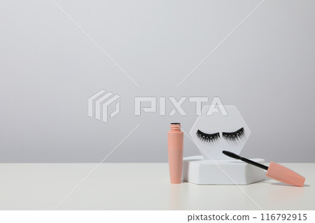 False eyelashes, concept of different makeup accessories False eyelashes, concept of different makeup accessories 116792915