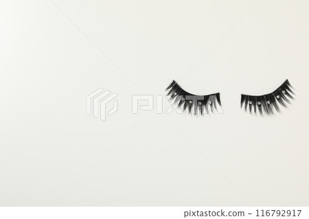 False eyelashes, concept of different makeup accessories False eyelashes, concept of different makeup accessories 116792917