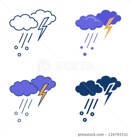 Storm and hail icon set Storm and hail icon set 116793332