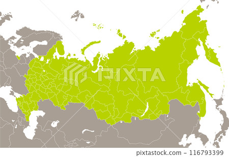 俄羅斯聯邦地圖，包含州、共和國、地區、自治區和聯邦城市的邊界 116793399