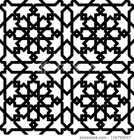 Seamless arabic geometric ornament in brown color. 116793637