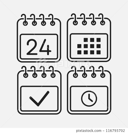 Icon page calendar - 24 day, agenda, timer, done 116793702