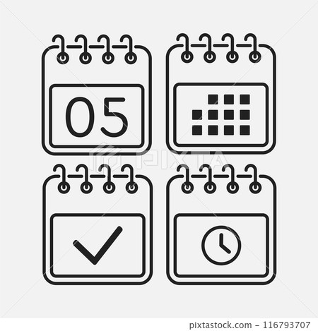 Icon page calendar - 5 day, agenda, timer, done 116793707