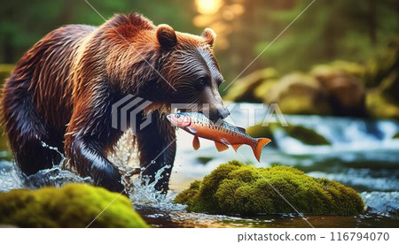 Brown bear looking for fish 116794070