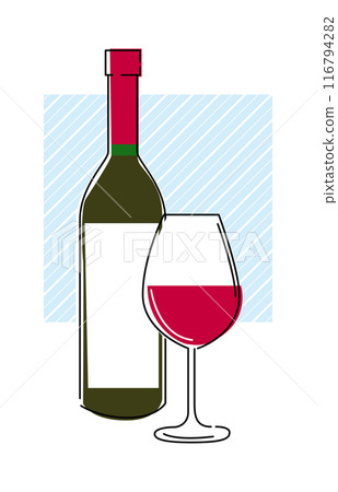 Simple line drawing of wine 116794282