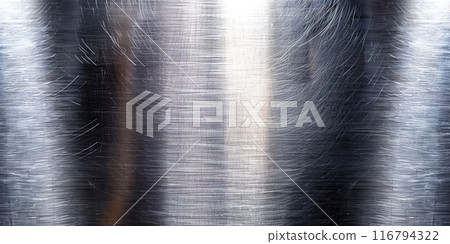 Brushed stainless steel plate background texture horizontal. Silver metal texture backdrop design. Shiny metallic surface. Polished aluminum clean tidy pattern. Gray horizontal industrial banner Brushed stainless steel plate background texture horizontal. Silver metal texture backdrop design. Shiny metallic surface. Polished aluminum clean tidy pattern. Gray horizontal industrial banner 116794322