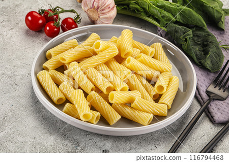 Italian cuisine - cooked pasta tortiglioni Italian cuisine - cooked pasta tortiglioni 116794468