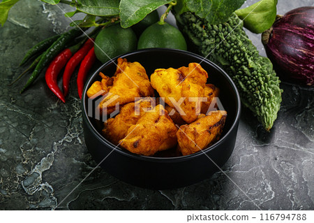 Indian cuisine - paneer pakora cheese 116794788