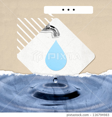 A water drop is falling into a body of water 116794983
