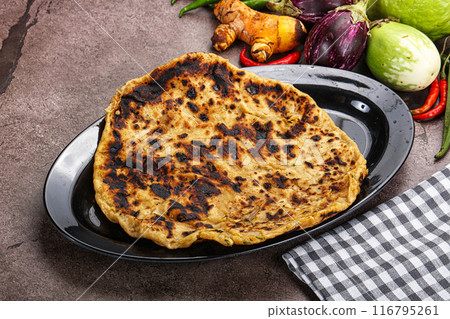 Indian cuisine stuffed Aloo paratha 116795261