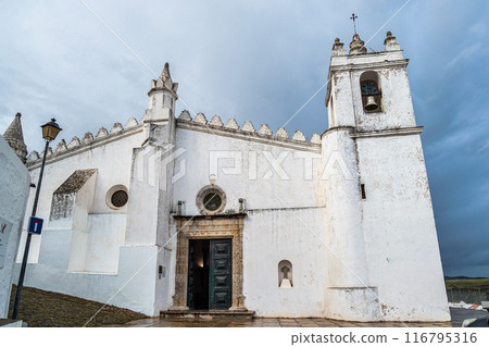 The Matriz Church, former Mosque of Mertola at the village of Mertola. Alentejo Region. Portugal 116795316