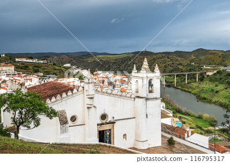 The Matriz Church, former Mosque of Mertola at the village of Mertola. Alentejo Region. Portugal 116795317