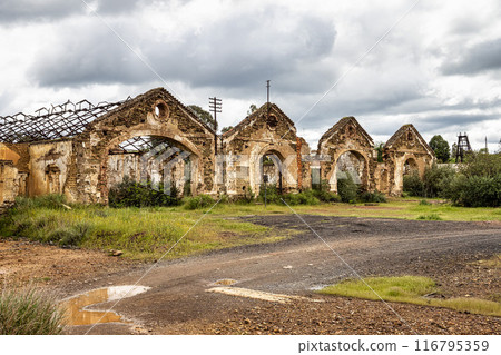 The abandoned Mine in Minas de Sao Domingos Village in Alentejo Portugal. 116795359