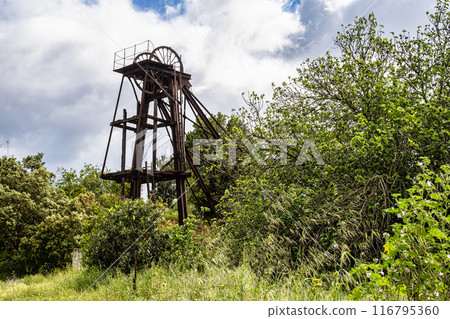 The abandoned Mine in Minas de Sao Domingos Village in Alentejo Portugal. The abandoned Mine in Minas de Sao Domingos Village in Alentejo Portugal. 116795360