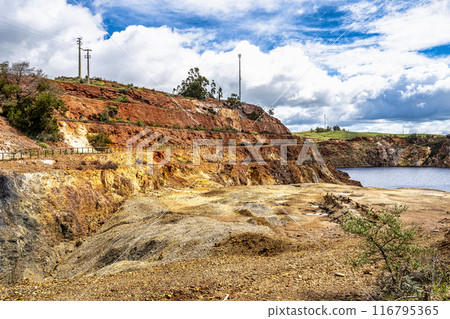 The abandoned Mine in Minas de Sao Domingos Village in Alentejo Portugal. The abandoned Mine in Minas de Sao Domingos Village in Alentejo Portugal. 116795365