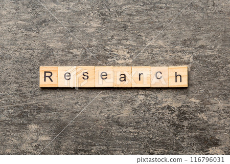 research word written on wood block. research text on table, concept 116796031