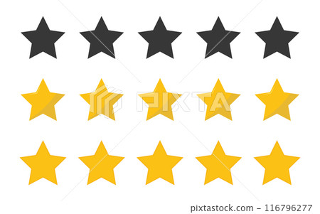 Feedback icon for app and website. Five stars of customer product rating review. Vector 116796277