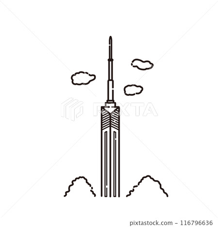 Fukuoka Tower illustration (line drawing) 116796636