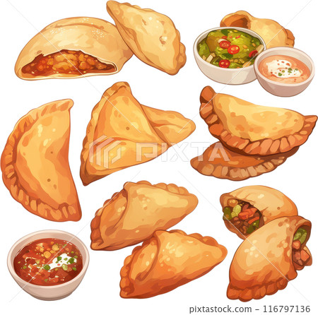 Assorted Empanadas with Dipping Sauces 116797136