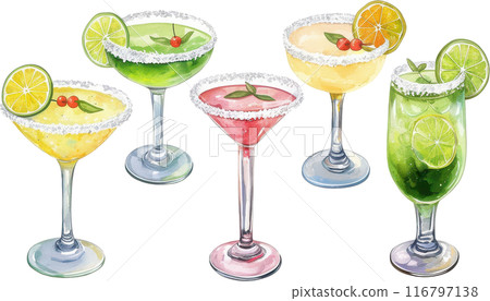 Colorful Margarita Cocktails with Lime Colorful Margarita Cocktails with Lime 116797138