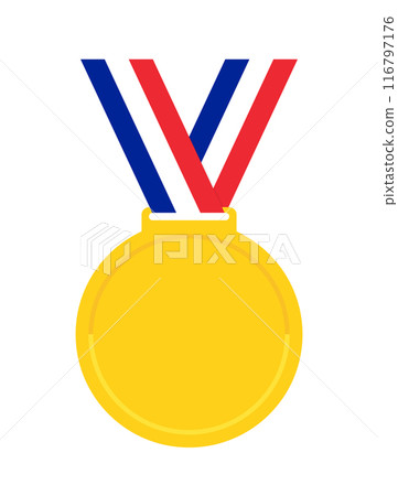 簡單素色金牌與三色領帶-冠軍、第一名、金牌的設計材料 116797176