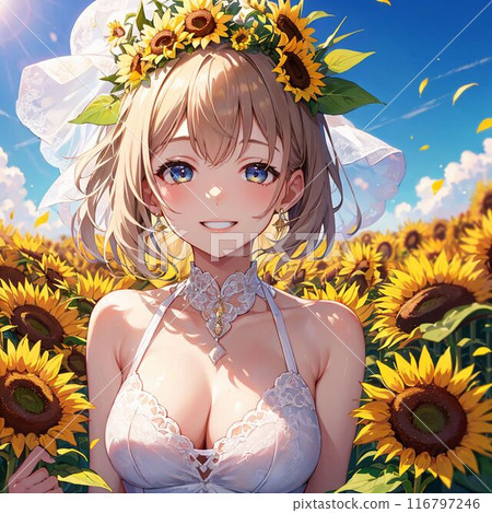 Bride in the Sunflower Field 116797246