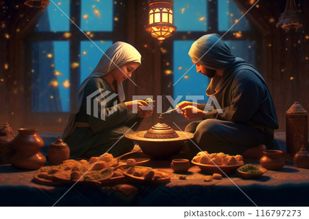 Observance of Ramadan. Prayer during Ramadan. 116797273