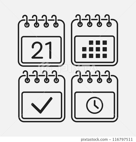 Icon page calendar - 21 day, agenda, timer, done 116797511