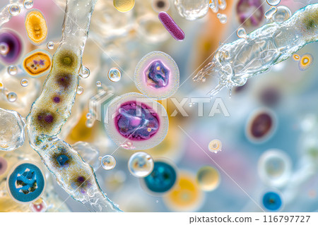 Diverse colorful abstract microbiome Diverse colorful abstract microbiome 116797727