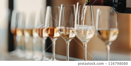 Pouring Wine Into Glasses at a Reception 116798080