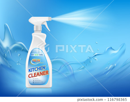 Kitchen cleaner spray. Poster concept for advertising 116798365