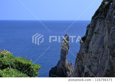 Kannon Rock standing on Odo Beach in early summer (Otsuki Town, Kochi Prefecture) Kannon Rock standing on Odo Beach in early summer (Otsuki Town, Kochi Prefecture) 116798373