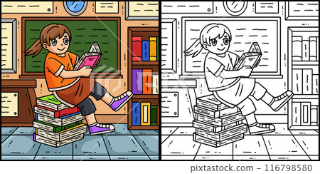 First Day of School Child Sitting On Book  116798580