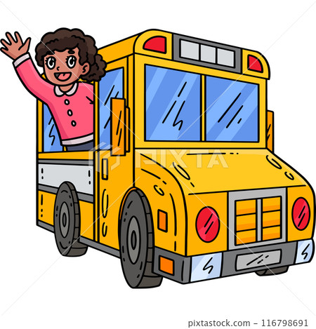 First Day of School Child In School Bus Clipart 116798691