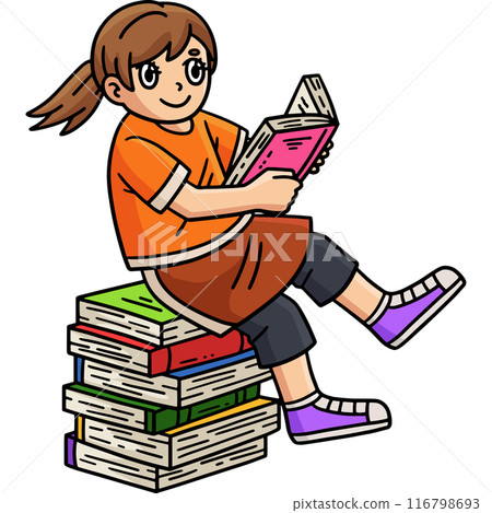 First Day of School Child Sitting On Book Clipart 116798693
