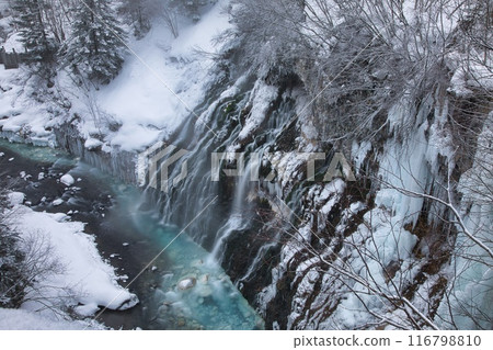 Biei Shirahige Falls in winter Biei Shirahige Falls in winter 116798810