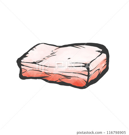 Pork belly chunk hand-drawn brush-style illustration 116798905