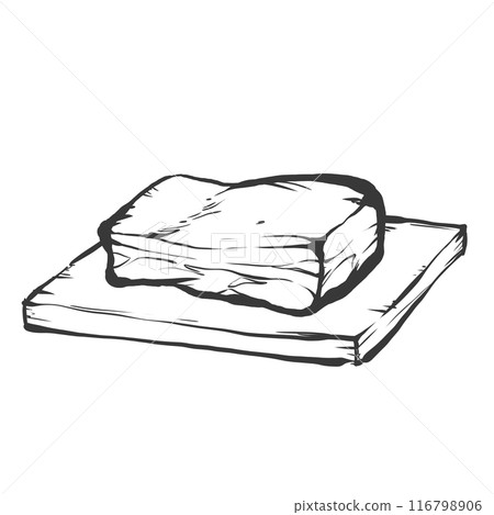 Pork belly chunk hand-drawn brush-style illustration 116798906