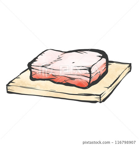 Pork belly chunk hand-drawn brush-style illustration 116798907