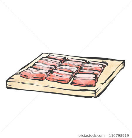 Hand-drawn brush-style illustration of pork belly for yakiniku Hand-drawn brush-style illustration of pork belly for yakiniku 116798919