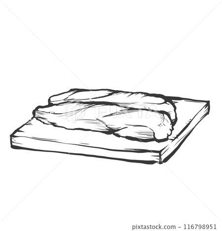 豬肉片塊手寫畫筆繪畫風格插畫 116798951