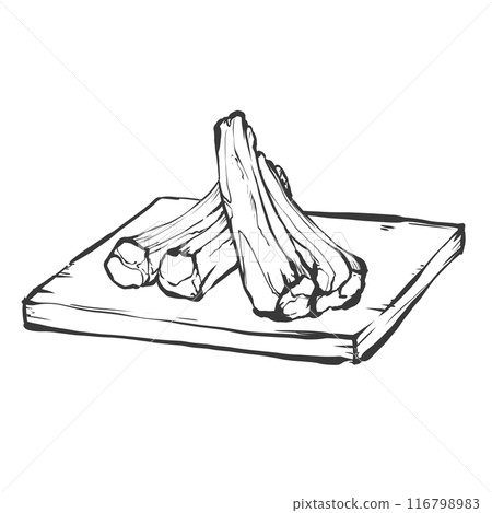 豬肉切排骨手寫畫筆繪畫風格插畫 豬肉切排骨手寫畫筆繪畫風格插畫 116798983