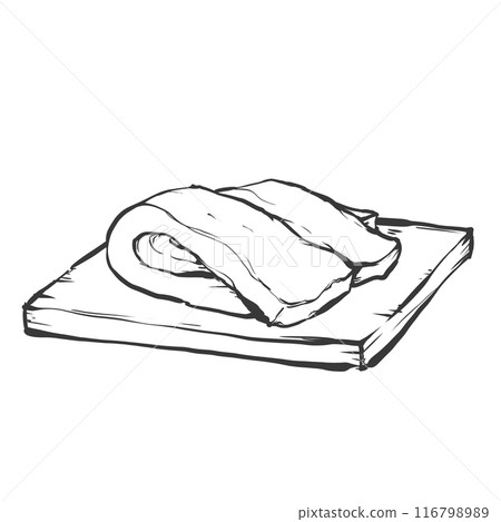 Pork back fat hand-drawn brush-style illustration 116798989