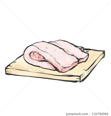 Pork back fat hand-drawn brush-style illustration 116798990