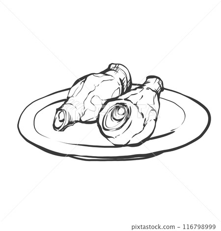 豬甜甜圈手寫畫筆繪畫風格插畫 116798999