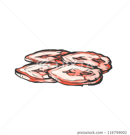 Pig donut slice handwritten brush style illustration Pig donut slice handwritten brush style illustration 116799002