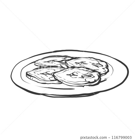 Pig donut slice handwritten brush style illustration Pig donut slice handwritten brush style illustration 116799003