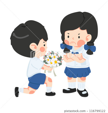 Man giving flowers to a girl Man giving flowers to a girl 116799122