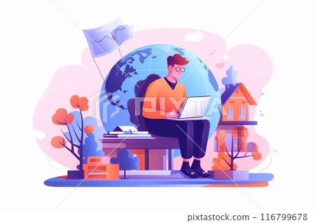 Online work. Online training. Distance learning. Computer work. 116799678