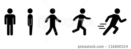 人物圖示集站立、走路、跑步、衝刺 116800324
